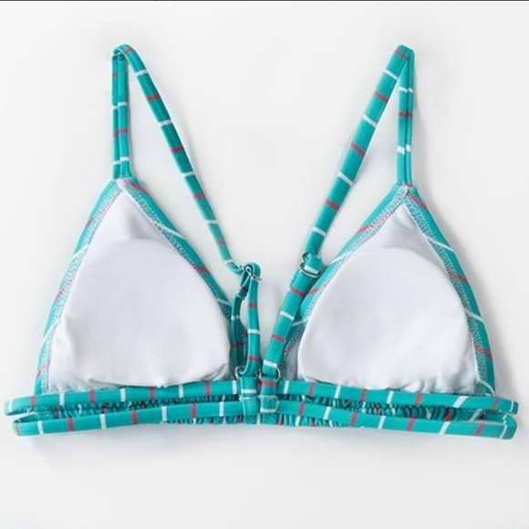 Cupshe Blue Striped Triangle Low Rise Bikini Size Small - Picture 4 of 13